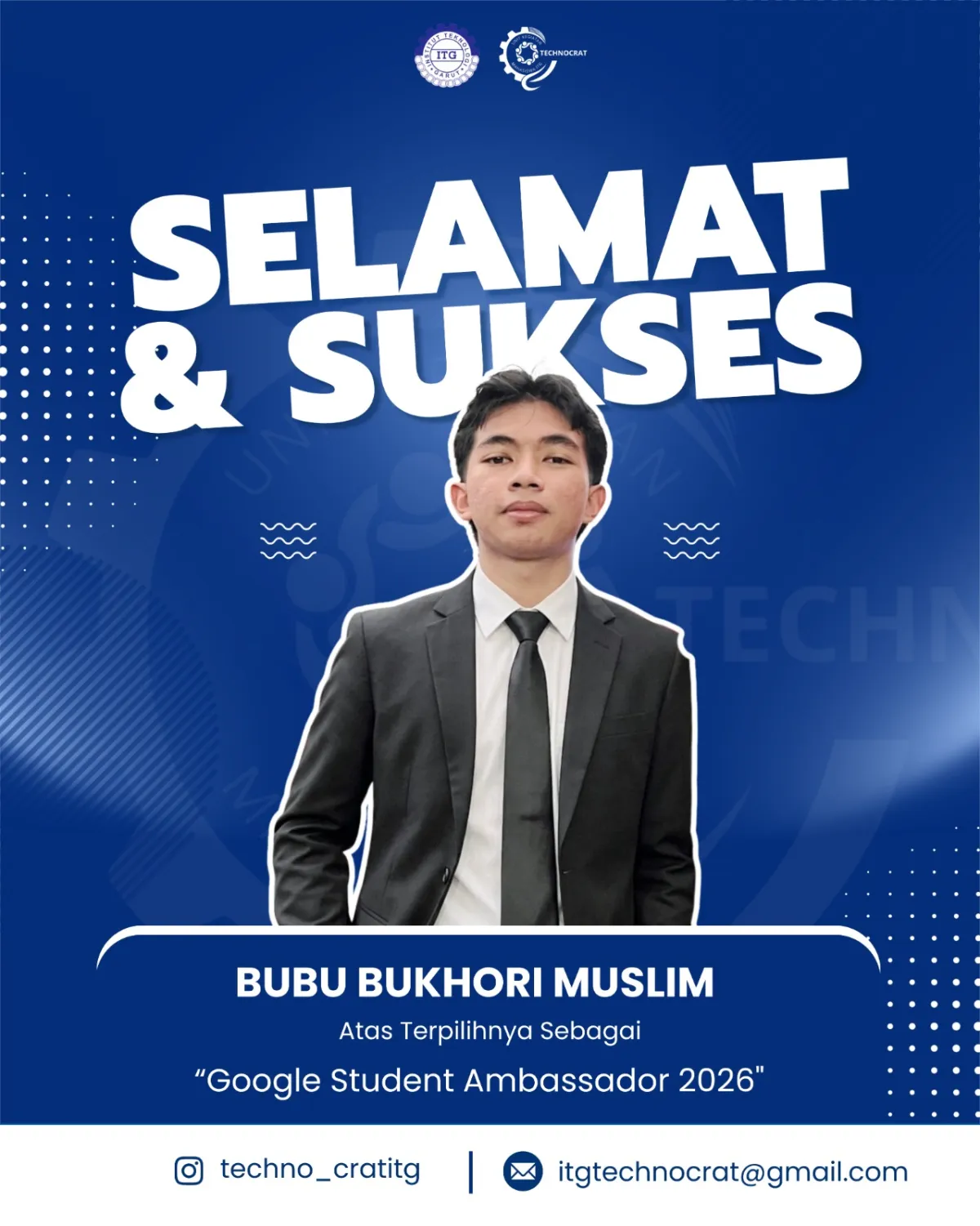Harumkan Nama Kampus, Bubu Bukhori Muslim dari ITG Terpilih Menjadi Google Student Ambassador 2026